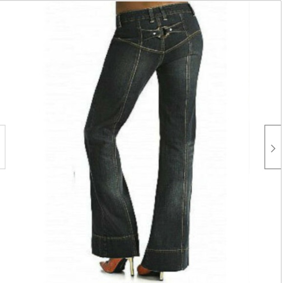 NEW Y2k Rocawear Western Buckle Seam GRAY-BLUE Wide Leg Flare Stretch Jean 9 - Picture 3 of 16